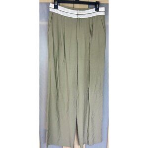 WAYF Women's High Waisted Green Wide Leg Pants Sz S 30” Casual Travel Streetwear